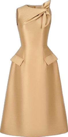 Satin A-line Dress With Bow, Chic A-line Sleeveless Dress With Box Pleat, Satin A-line Dress With Box Pleat, Beige A-line Sleeveless Dress For Evening, Elegant Silk A-line Sleeveless Dress, Elegant Fitted Sleeveless Dress With Bow, Elegant Beige Full Skirt Dress, Silk A-line Dress With Bow, Elegant Sleeveless Dress With Bow