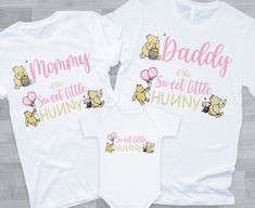 two white shirts with winnie the pooh sayings on them, one is for mom and