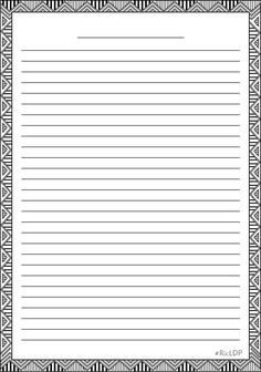 a blank lined paper with black and white lines on the bottom, in an ornate border