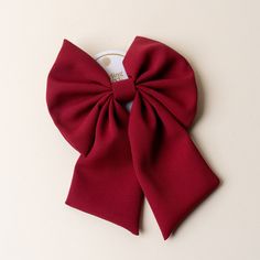 burgundy hair bow. Dark Red Hair Accessories, Red Hair Bows, Ruby Hair Clip, Red Bow Hair Accessories, Large Barrette, Adjustable Red Bow Hair Accessories, Classic Hair, Rich Burgundy, All Hair Types