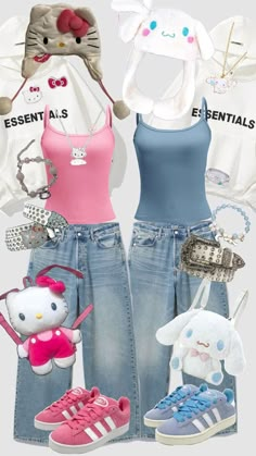 Pfp Hello Kitty, Hello Kitty Outfit, Sanrio Outfits, Kitty Outfit, Bff Matching Outfits, Street Style Outfits Casual, Bff Matching, Matching Outfits Best Friend, Matching Fits