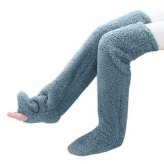 The size of the clothes are relatively smaller, it is recommended to choose a larger size Lovskoo Men's Women's Teddy Legs Socks Over Knee High Fuzzy Plush Slipper Stockings Furry Long Leg Warmers Winter Home Sleeping Blue Features: Keeping your legs warm will make your whole body feel warmer! This is a home leg warmer that can keep your legs warm! This is a rare product for people who feel cold when their legs and feet are hard to fall asleep!The body feels soft and in length. These wool trouse Winter Cozy Home, Long Leg Warmers, Sleeping Socks, Thigh High Leg Warmers, Leg Socks, Over Knee Socks, Plaid And Leopard, Fluffy Socks, Winter Plaid