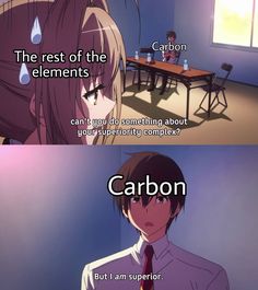 an anime scene with the caption that says carbon