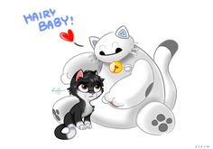 two cats hugging each other in front of a white background with the words marry baby on it