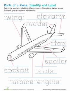 an airplane worksheet with words and pictures