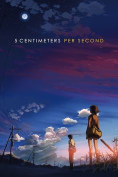 five centimeters per second dvd cover with two people standing in front of the sky and clouds