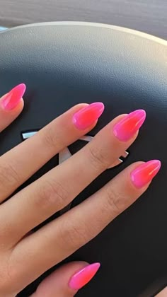 Perfect valentines nail or summer nails! This acrylic nail style features trendy aura nails! Perfect for any holiday or occasion Summer Nails Almond, Pink Summer Nails, Spring Break Nails, Broken Nails, Nails Pink, Dipped Nails