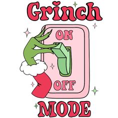 grin on off mode sign with santa's stocking hat and handwritten text