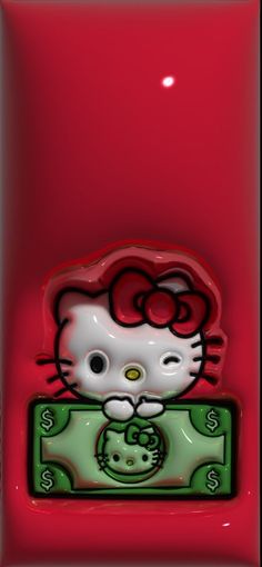 the hello kitty money box is red and green