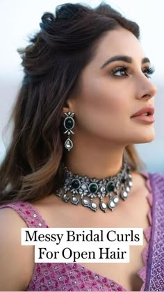 Bridal Curls, Hairstyle Indian Wedding, Bridal Hairstyle Indian Wedding, Hair Style On Saree, Open Hair, Engagement Hairstyles, Bridal Hair Buns, Indian Wedding Hairstyles, Front Hair