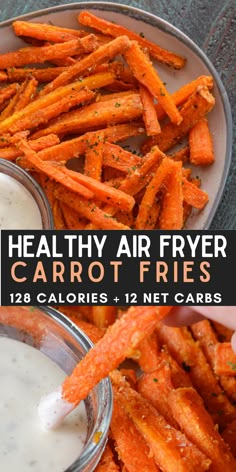 These Air Fryer Carrot Fries are the perfect low calorie, low carb side dish that contains just five basic ingredients! Air Fryer Carrot Fries, Air Fryer Recipes Healthy Low Carb, Low Carb Side Dish, Low Calorie Low Carb, Low Carb Side, Healthy Air Fryer, Carrot Fries, Low Carb Sides, Low Carb Side Dishes