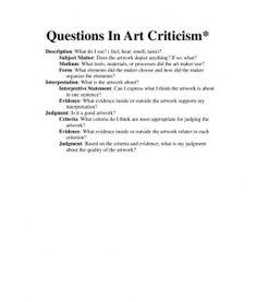 an article in the book questions in art criticism