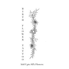 an ink drawing of flowers on a white background with the words flower tattoo above it