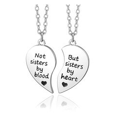 PRICES MAY VARY. FRIENDSHIP NECKLACES FOR 2 BEST FRIENDS - Not sisters by blood/But sister by heart - Best Friends Necklace - Sister Puzzle Set, Make your best friend feel special with our cute and charming BFF necklace. Share your stories and the hearts of the necklace to remind each other of your special bond. BEST GIFTS FOR FRIENDS - "Not sisters by blood/But sister by heart ". IDEAL GIFT CHOICE - You will receive 2 pcs friendship pendant with chain. Package includes an exquisite velvet bag f Bff Heart Necklaces, Sister Jewelry Two, Cute Bff Necklaces For 2, Bsf Matching Necklaces, Bestie Necklaces For 2, Friendship Necklaces For 2, Friendship Puzzle, Friendship Pendant, Sister Necklaces