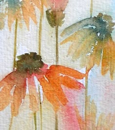 watercolor painting of orange and yellow flowers