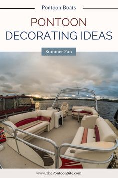 a boat with the words pontoon decorating ideas on it's front cover