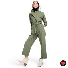 A Classic Utilitarian Look Gets A Sophisticated Spin In The Long Sleeve Tie-Front Jumpsuit From Nili Lotan X Target. A Full-Length Jumpsuit Takes On A Dressier Look Thanks To A Deep V-Neckline And Self Belt That Lets You Cinch The Waist To Create A Flattering Silhouette. The Jumpsuit Is Easy To Dress Up Or Down, Looking Just As Good With Sneakers As With Heels, And The Olive Green Color Works Well With Both Gold-Tone And Silver-Tone Jewelry For Versatile Accessorizing. Wear It On Its Own For A S Chic Cotton Pantsuit For Work, Chic Green Jumpsuits And Rompers For Fall, Chic Cotton Jumpsuits For Work, Chic Cotton Jumpsuits And Rompers For Work, Green Fitted Jumpsuits And Rompers For Work, Fitted Green Jumpsuits And Rompers For Work, Casual Long Sleeve Pantsuit For Work, Chic Cotton Pantsuit For Spring, Khaki Cotton Jumpsuits And Rompers For Fall