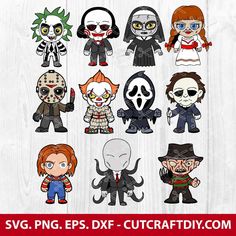 an image of halloween characters in different sizes and colors, all with numbers on them