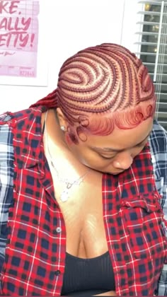 Small braids Freestyle braids Alicia keys braids 16 Braids For Black Hair, Alicia Key Braid, Small Braids For Black Women Cornrows, Red Stitch Braids Cornrows, Alicia Keys Braids Designs, Red Scalp Braids, Alicia Keys Braids Hairstyles With Curls, Burgundy Alicia Keys Braids, Freestyle Scalp Braids