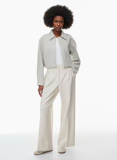 BRITANNIA MERINO WOOL BOMBER | Aritzia Sweatpants Fit, The Super Puff, Wool Coats, Dusters, Women's Coats And Jackets, White Jacket, Coats And Jackets, Women's Coats, Trench Coats