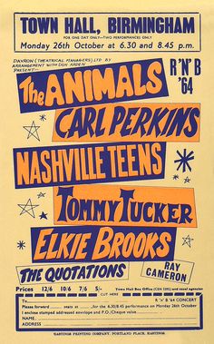 an old concert poster for the animals at nashville