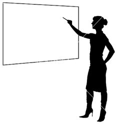 a woman standing in front of a whiteboard pointing to the board with her hand