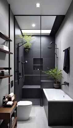 Bathroom Inspo Interior Design, Japanese Bathroom Design, Japanese Style Bathroom, Japanese Bathroom, Bathroom Design Black, Black White Bathrooms, Style Bathroom, Bathroom Inspiration Decor, Japanese Interior