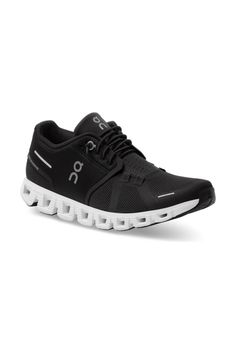 On Running Cloud 5 Women's Sneakers 59.98904 | Black/White Functional Lace-up Basketball Shoes With White Sole, Sporty Medium Fit Sneakers For Sports, Black Breathable Mid-top Running Shoes, Sporty Black Running Shoes Medium Fit, Breathable Training Sneakers With White Sole, Modern Mid-top Running Shoes With White Sole, Running Sneakers With Boost Midsole And White Sole, Athleisure Low-top Running Shoes Medium Fit, Athleisure Low-top Running Shoes With Medium Fit