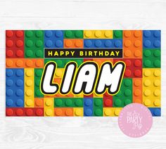 a birthday card with the word happy birthday llama in legos pattern on it