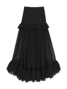 Find SAINT LAURENT Sheer Tiered Midi Skirt on Editorialist. black silk semi-sheer construction mesh detailing high waist rear zip fastening This item is made from at least 50% organic materials. Learn more about what makes a product Conscious on our Conscious Criteria page Long Flowing Skirts, Tiered Midi Skirt, Black Outfits, Ruffled Skirt, Flowing Skirt, Black Midi Skirt, Goth Outfits, Sleek Fashion, Ruffle Skirt