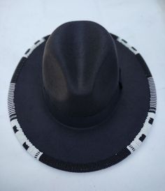 New! Black beaded fedora hat with white and black beads and free shipping worldwide was just added to eBay. Check it out! #eBay #eBaySeller