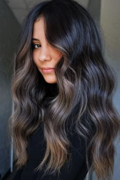 Face Frame Balayage Dark Hair, Black Hair With Subtle Money Piece, California Balayage Brunette, Dark Cool Balayage, Dark Brown Hair With Face Framing Highlights Brunettes, Mis Length Haircut, Balayage For Dark Brown Hair Long, Balayage In Dark Hair, Partial Balayage Brunettes Dark Brown