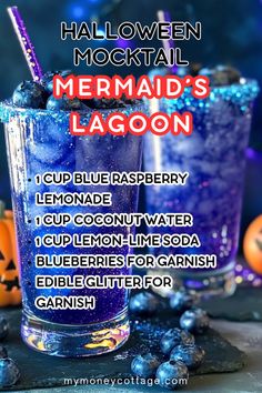 halloween cocktail recipe for mermaid's lagoon