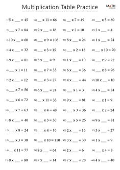 printable worksheet for the addition and subtractional table practice sheet