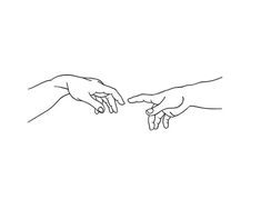 two hands touching each other with one hand reaching for the other's hand, in black and white