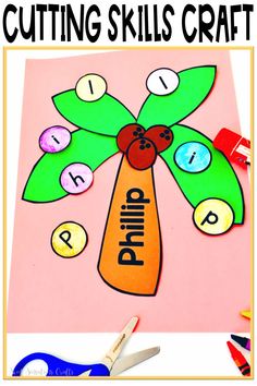 This Chicka Chicka Boom Boom cutting craft will have your student practicing their scissor skills and name recognition in this easy editable resource!  Click to learn more. Kindergarten Name Activities, Easy Kindergarten Crafts, Kindergarten Names, Prek Crafts, Name Recognition, Name Crafts