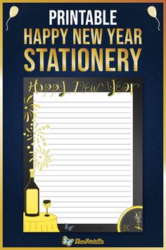 a happy new year stationery with fireworks