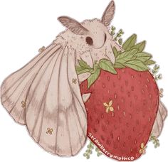 a drawing of an animal with a strawberry on it's back