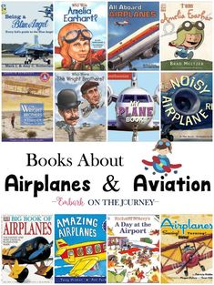 books about airplanes and aviation on the journey with text overlay that reads, books about airplanes & aviation on the journey