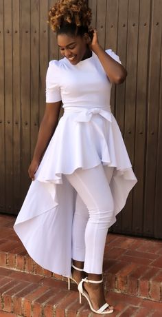 Denim And Diamonds Party, All White Fashion, Bbq Outfits, Diamond Party, Denim And Diamonds, White Fashion, African Fashion, Vestidos De Novia, High Low Dress