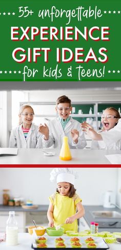 kids are in the kitchen and having fun with their teacher's gift ideas for christmas