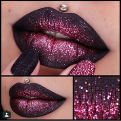 Sparkly lip and nails Maquillage On Fleek, Lip Art Makeup, Ombre Lips, Lipstick Art, Glitter Lips, Lip Art, Beautiful Lips, Glitter Makeup