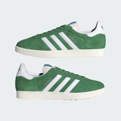 adidas Gazelle Shoes - Green | Free Shipping with adiClub | adidas US Green Suede Adidas Sneakers, Green Adidas Suede Sneakers, Retro Green Adidas Sneakers, Low-top Suede Sneakers With Three Stripes, Suede Low-top Sneakers With Three Stripes, Adidas Gazelle Shoes, Gazelle Adidas, Gazelle Shoes, Green Adidas