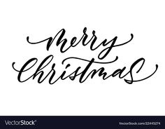 merry christmas hand lettering on white background