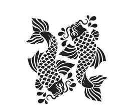 two black and white koi fish silhouettes