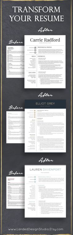 a black and white resume template with gold trimmings on the bottom, in front of