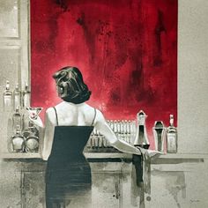 a painting of a woman at the bar