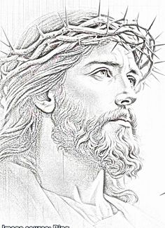 the face of jesus with crown of thorns on his head