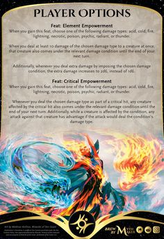 a card with an image of a dragon on it and the words, player options