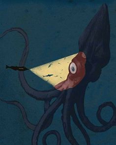 an octopus with a light on its head